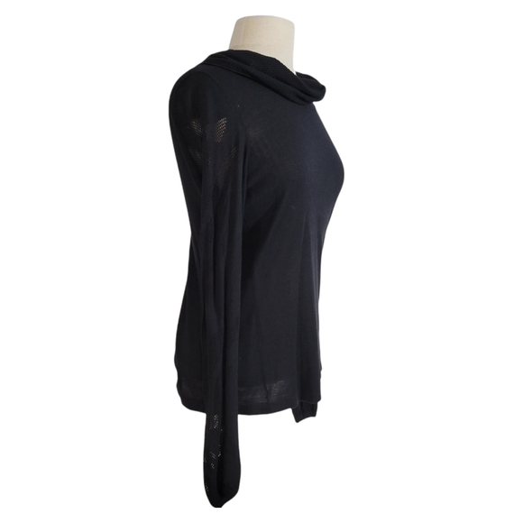 Escada Black Cowl Neck Open Crochet Sleeve Sweater - Picture 3 of 9